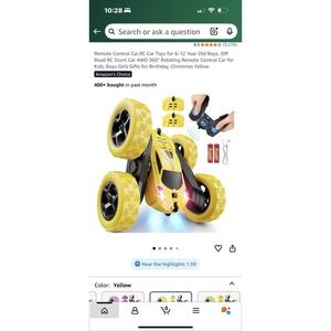 Stunt Tumbling Car W/ Remote Control 360 Degree Rotation -Yellow